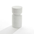 Rustic Off White Round MgO Patio Coffee Table, 16"