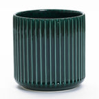 Jade Green Ribbed Ceramic Indoor Outdoor Garden Planter, 13.8"
