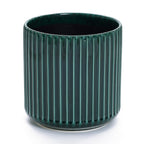 Jade Green Ribbed Ceramic Indoor Outdoor Garden Planter, 13.8"