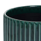 Jade Green Ribbed Tabletop Decorative Ceramic Planter, 11.4"
