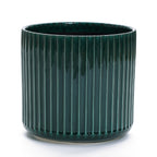 Jade Green Ribbed Tabletop Decorative Ceramic Planter, 11.4"