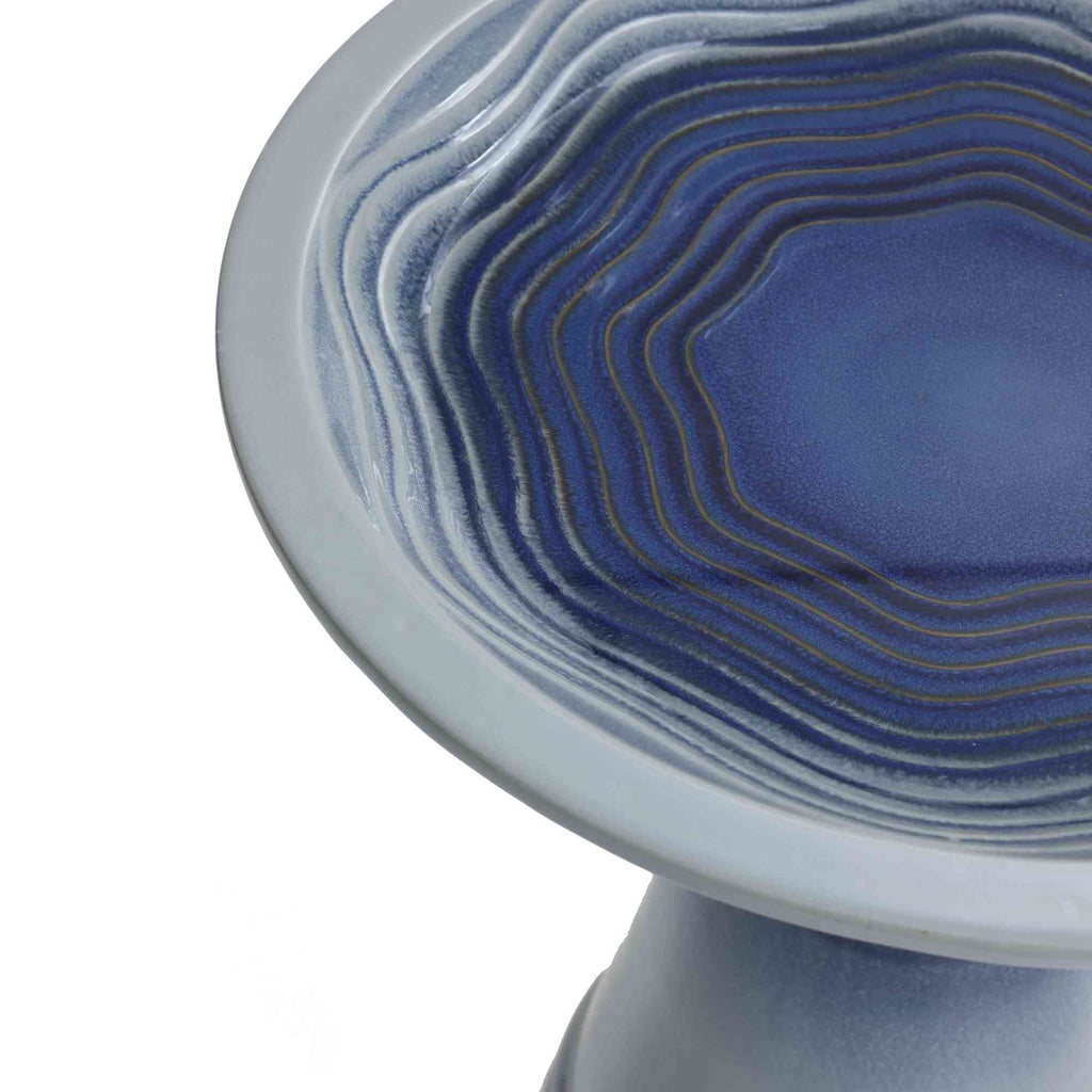Crest Ceramic Garden Bird Bath, Blue Ombre, 18"