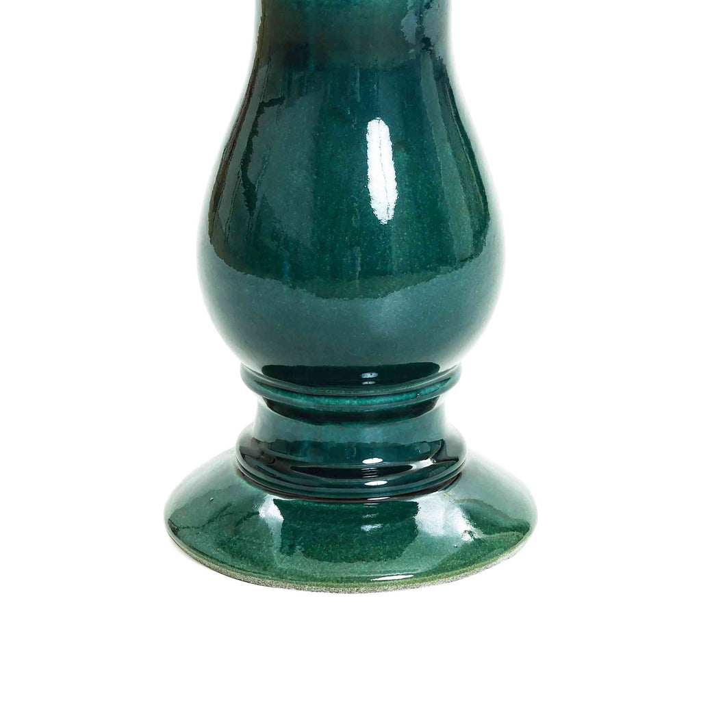Tulip Ceramic Garden Bird Bath, Moss Green, 22"