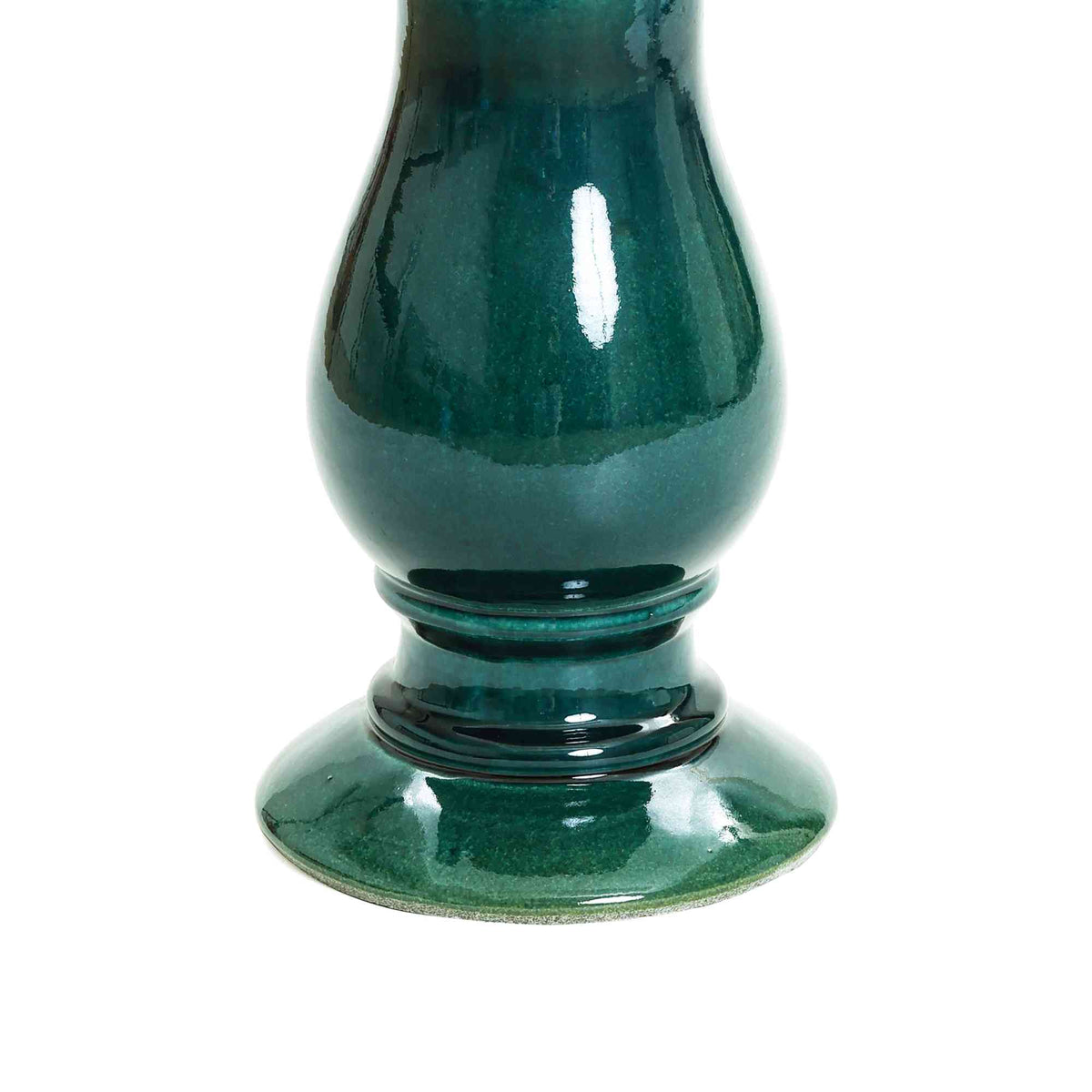 Tulip Ceramic Garden Bird Bath, Moss Green, 22"