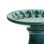 Tulip Ceramic Garden Bird Bath, Moss Green, 22"