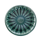 Tulip Ceramic Garden Bird Bath, Moss Green, 22"