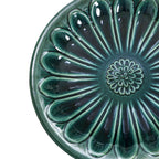 Tulip Ceramic Garden Bird Bath, Moss Green, 22"