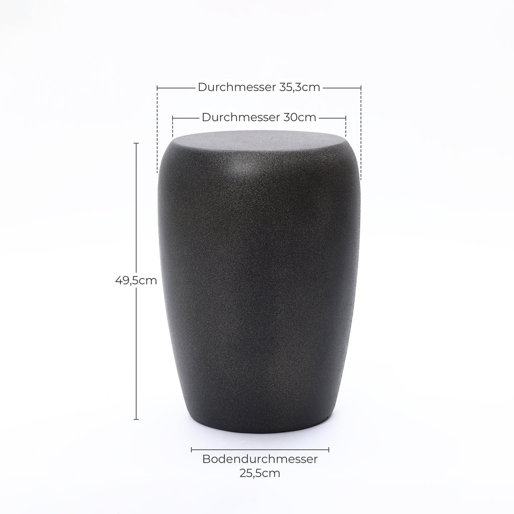 Black and Gold Round MgO Patio Accent Side Table, 19.5"