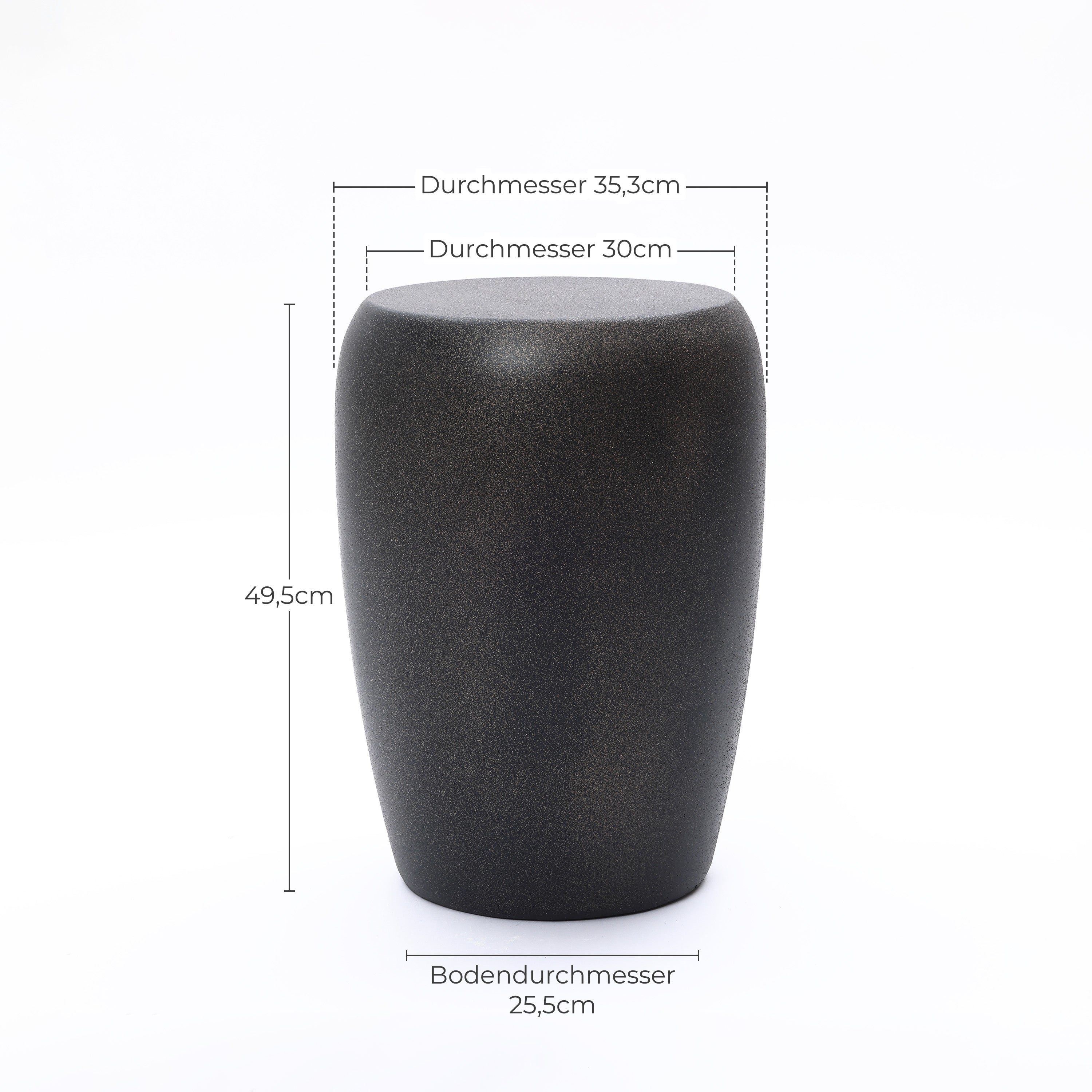 Black and Gold Round MgO Patio Accent Side Table, 19.5"