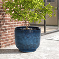 Ocean Blue Ceramic Indoor Outdoor Garden Planter, 15.75"