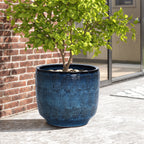 Ocean Blue Ceramic Indoor Outdoor Garden Planter, 15.75"