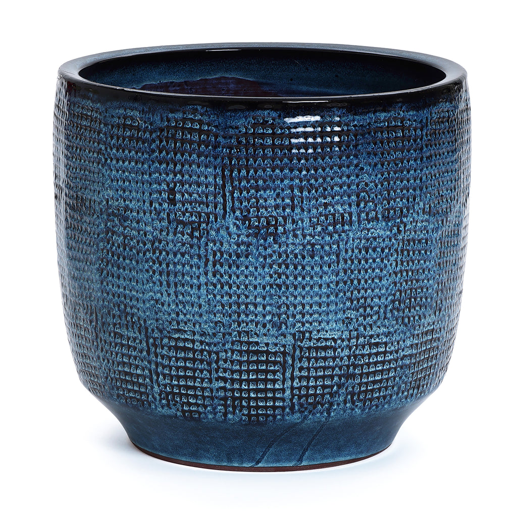 Ocean Blue Ceramic Indoor Outdoor Garden Planter, 15.75"