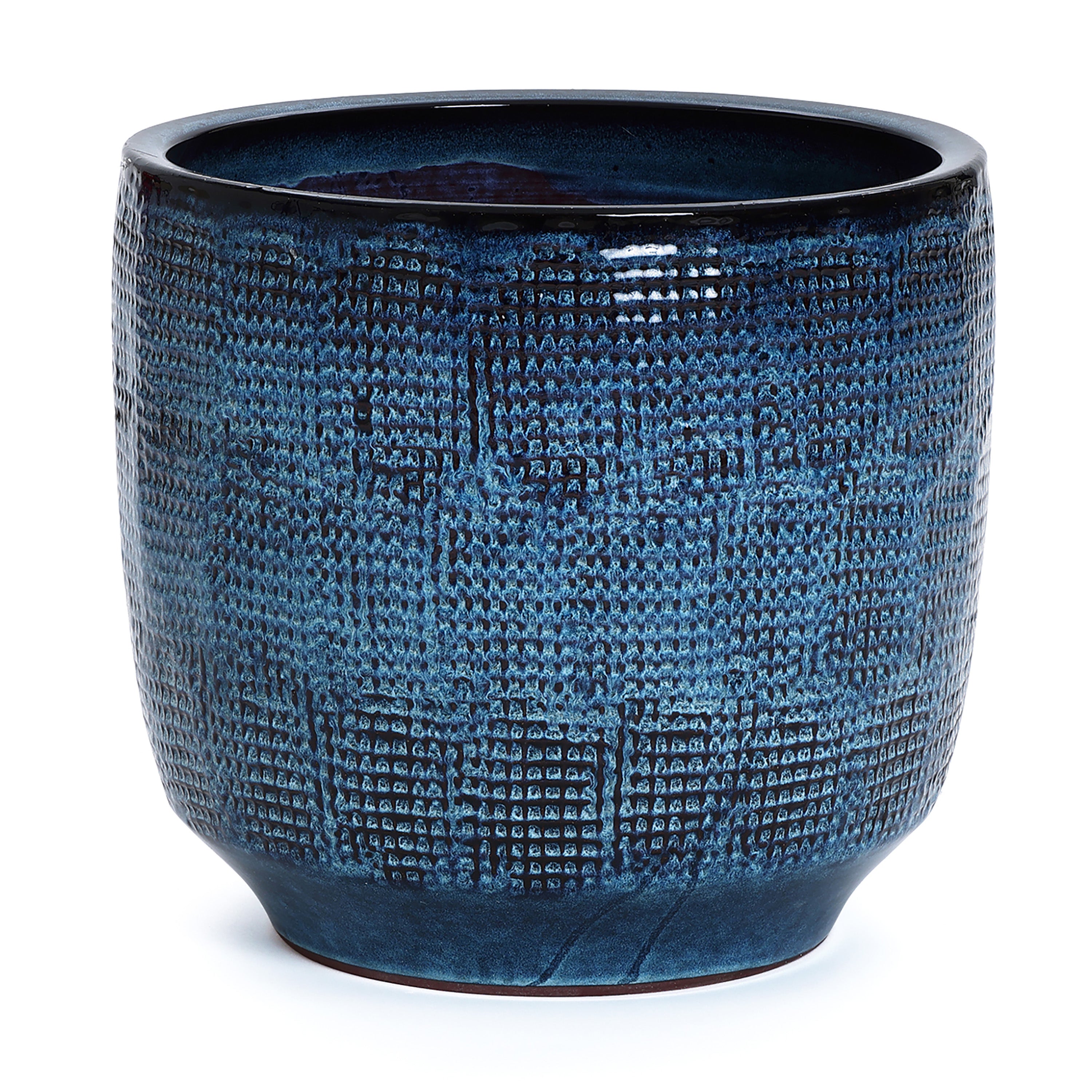 Ocean Blue Ceramic Indoor Outdoor Garden Planter, 15.75"