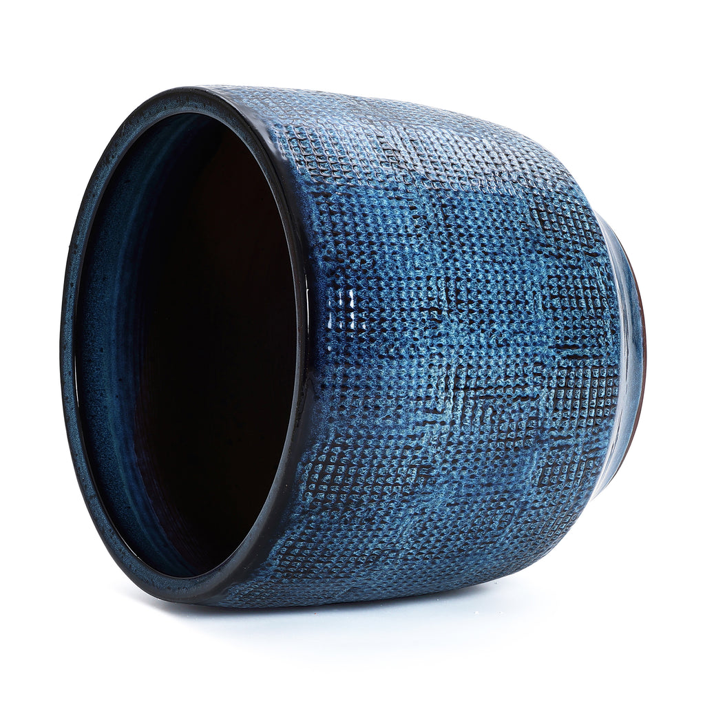 Ocean Blue Ceramic Indoor Outdoor Garden Planter, 15.75"
