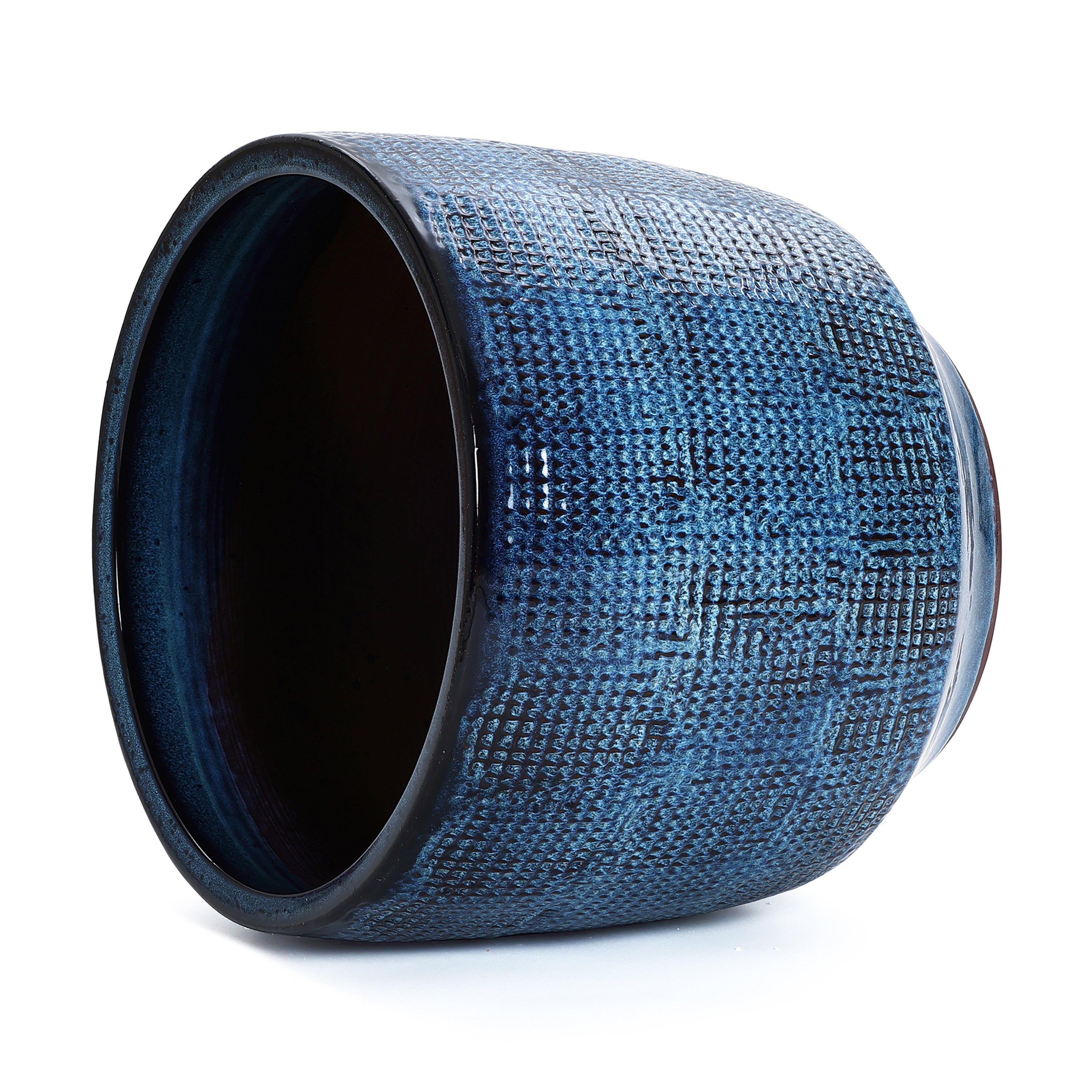 Ocean Blue Ceramic Indoor Outdoor Garden Planter, 15.75"