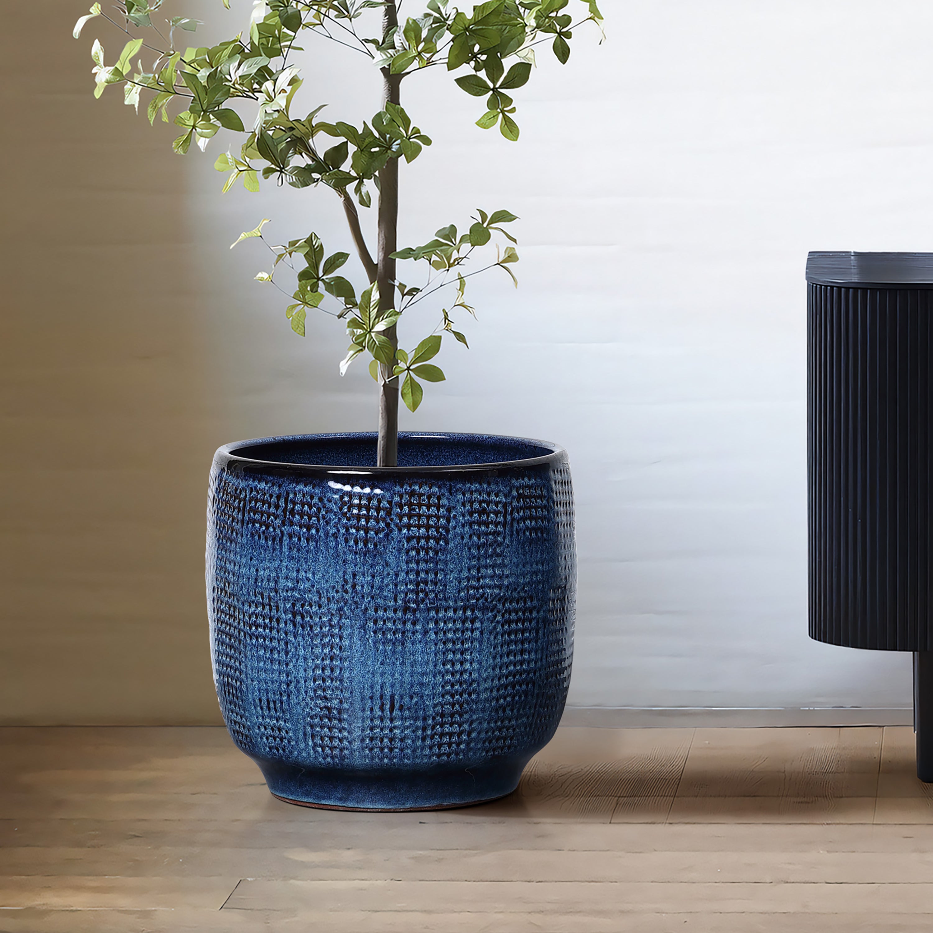 Ocean Blue Tabletop Decorative Ceramic Planter, 12"