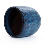 Weave Round Glazed Textured Ceramic Planter, Indigo Blue, 12"