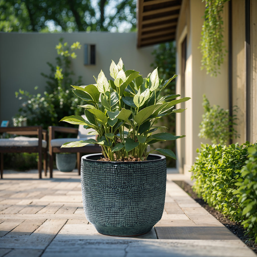 Marina Gray Ceramic Indoor Outdoor Garden Planter, 15.75"