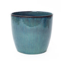 Verdis Round Striated Ceramic Planter, Blue Ombre, 15"