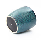 Verdis Round Striated Ceramic Planter, Blue Ombre, 15"