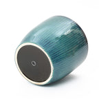 Verdis Round Striated Ceramic Planter, Blue Ombre, 12"