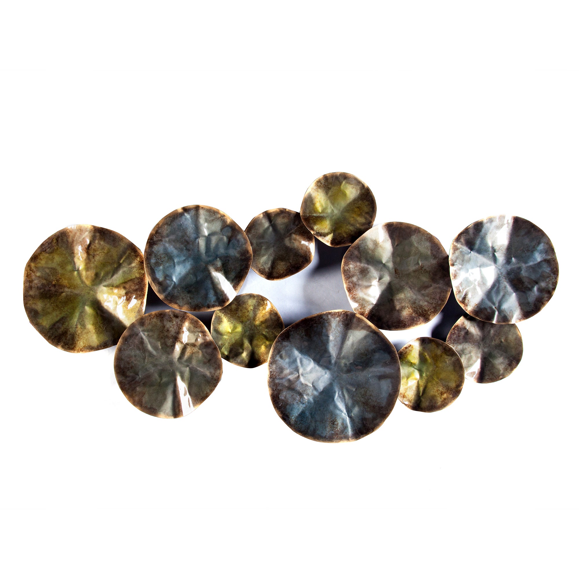 Abstract Green and Gold Metal Petals Wall Decor, 47.5" W x 24" H