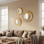 3-Piece Hammered Gold Metal Round Wall Mirror Set