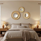 3-Piece Hammered Gold Metal Round Wall Mirror Set