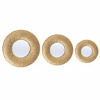 3-Piece Hammered Gold Metal Round Wall Mirror Set