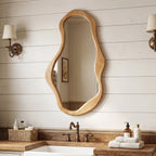 Asymmetrical Arcus Wood Wall Mirror, 39.5"