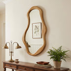 Asymmetrical Arcus Wood Wall Mirror, 39.5"