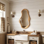 Asymmetrical Arcus Wood Wall Mirror, 39.5"
