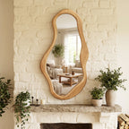 Asymmetrical Arcus Wood Wall Mirror, 39.5"