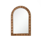 Textured Arched Window Wood Wall Mirror, 35.5"