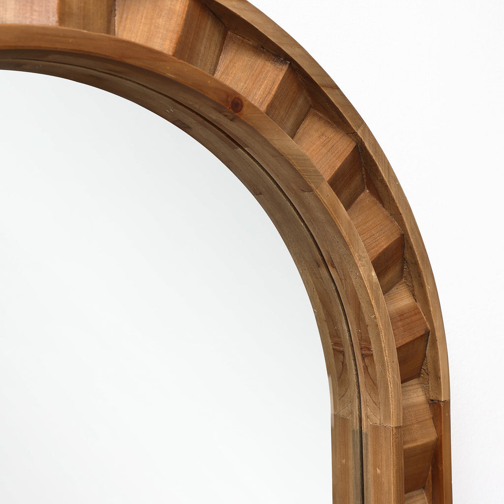 Textured Arched Window Wood Wall Mirror, 35.5"