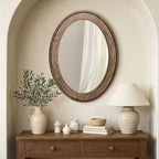Beaded Oval Wood Wall Mirror, 32"