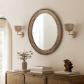 Beaded Oval Wood Wall Mirror, 32"