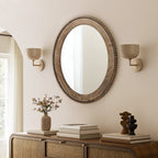 Beaded Oval Wood Wall Mirror, 32"