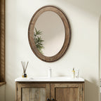 Beaded Oval Wood Wall Mirror, 32"