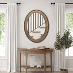 Beaded Oval Wood Wall Mirror, 32"