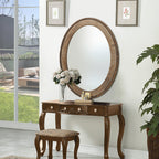 Beaded Oval Wood Wall Mirror, 32"