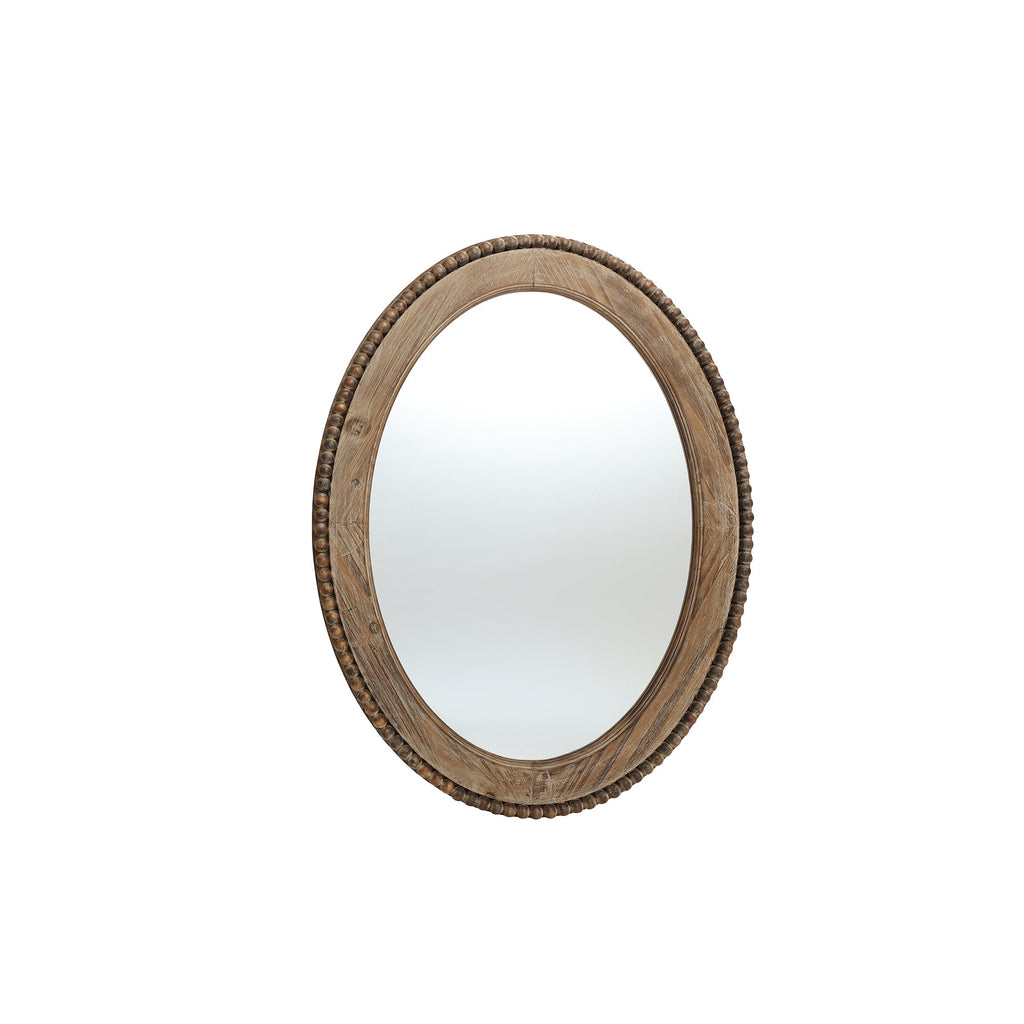 Beaded Oval Wood Wall Mirror, 32"