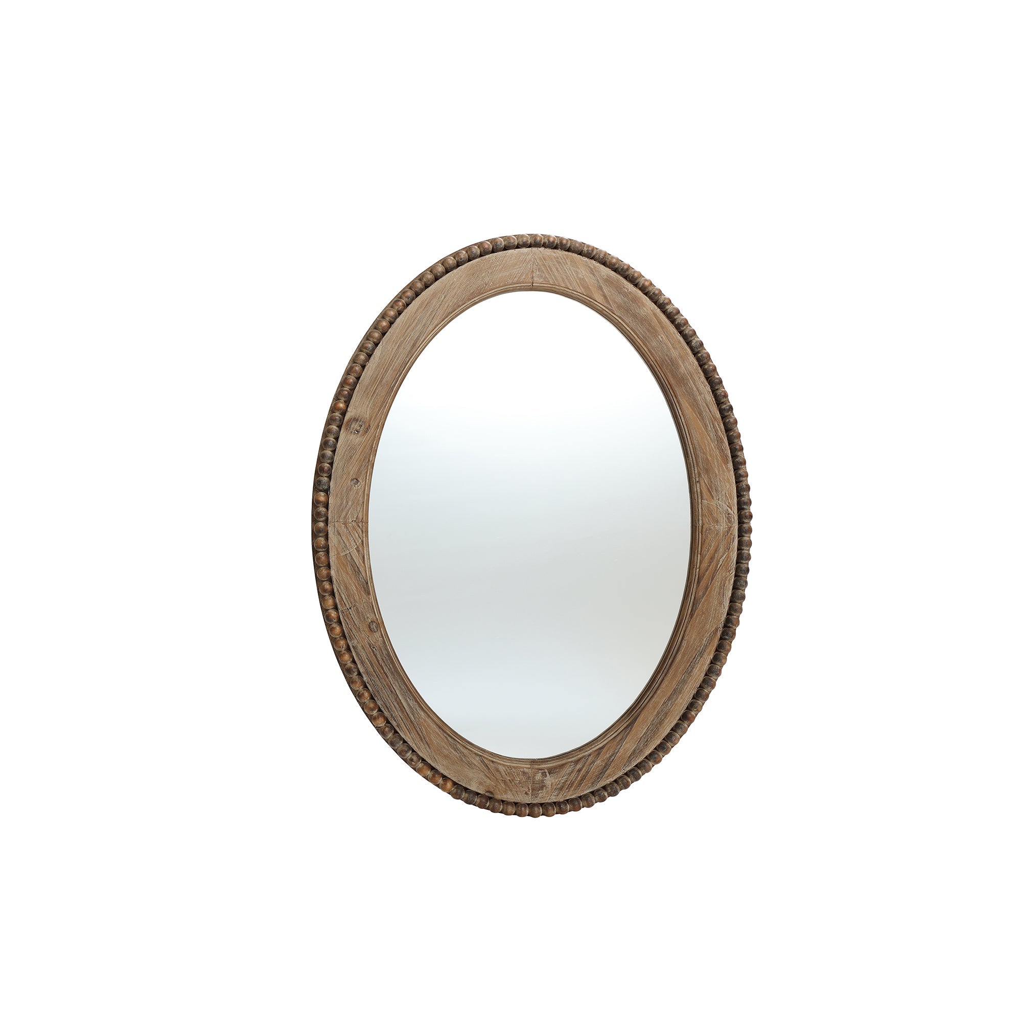 Beaded Oval Wood Wall Mirror, 32"