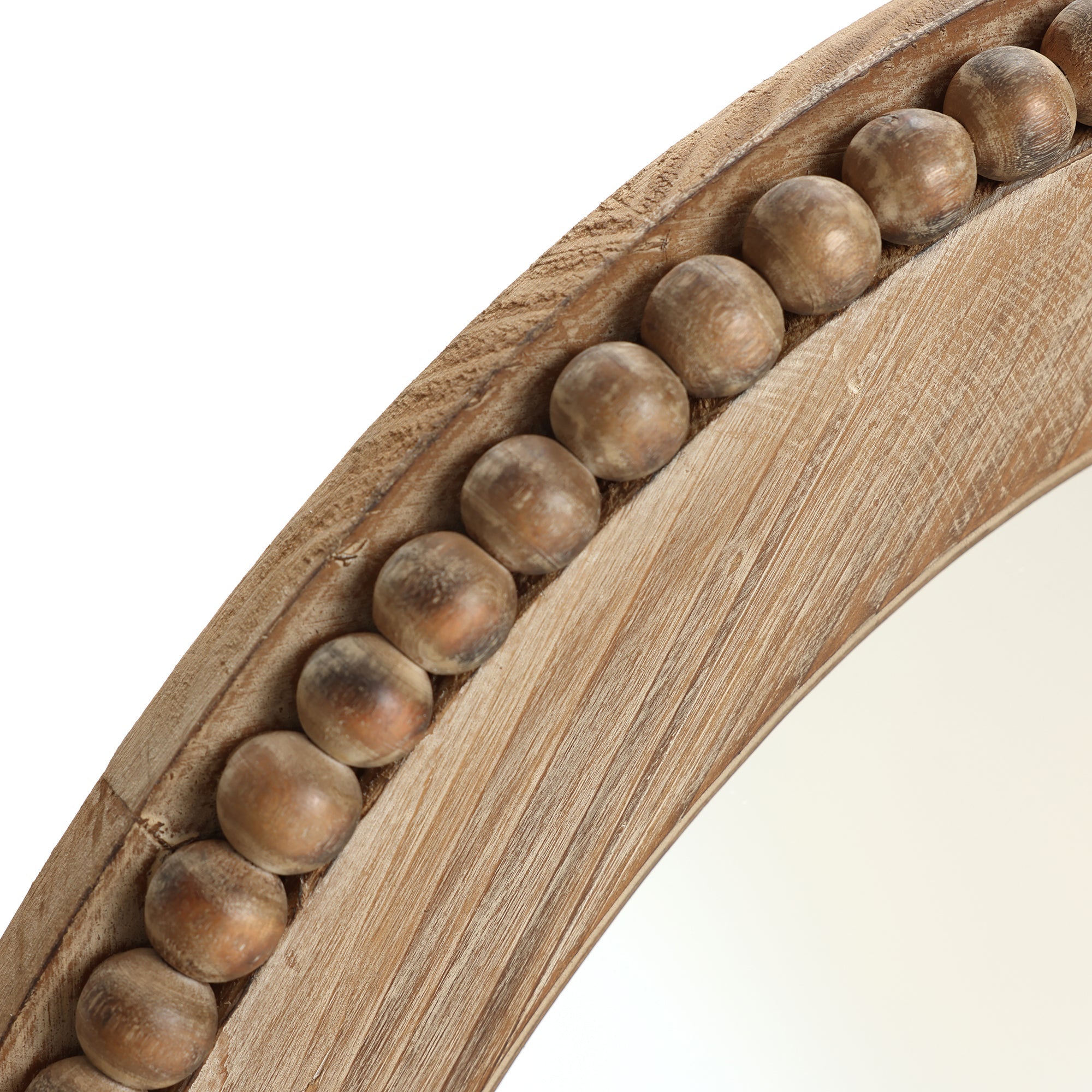 Beaded Oval Wood Wall Mirror, 32"