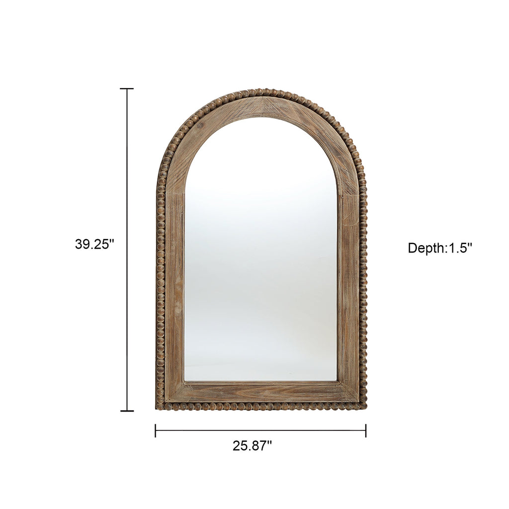 Beaded Arched Window Wood Wall Mirror, 39"