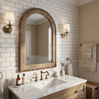 Beaded Arched Window Wood Wall Mirror, 39"