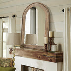 Beaded Arched Window Wood Wall Mirror, 39"