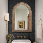 Beaded Arched Window Wood Wall Mirror, 39"