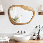 Asymmetrical Drift Wood Wall Mirror, 31.5"