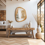 Asymmetrical Drift Wood Wall Mirror, 31.5"